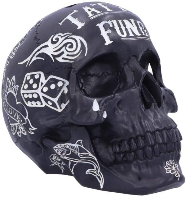 Dark Collection~Black and White Traditional, Tribal Tattoo Fund Skull, Polyresin, One Size