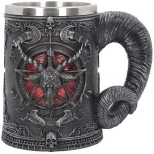 Dark Collection~B4648N9 Baphomet Tankard 16.5cm Mug Black, Resin w/Stainless Steel