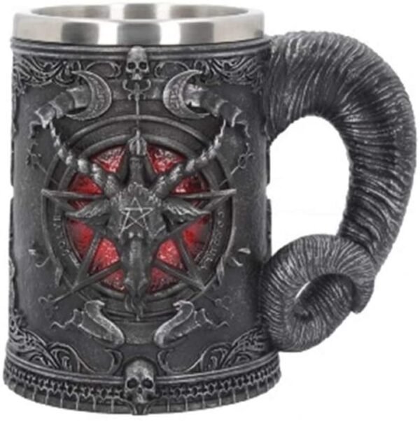 Dark Collection~B4648N9 Baphomet Tankard 16.5cm Mug Black, Resin w/Stainless Steel