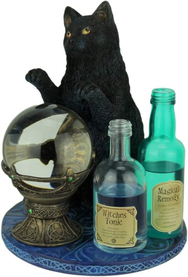Magic  Collection~Witch's Apprentice by Lisa Parker Black Cat and Crystal Ball Statue