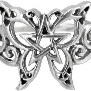 61SiDF6NVuL._AC_SL1000 Sterling Silver Butterfly Pentagram Pentacle Ring (Size 4-15)