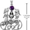 Sterling Silver Celtic Rhiannon Horse Goddess Pendant with Natural Amethyst