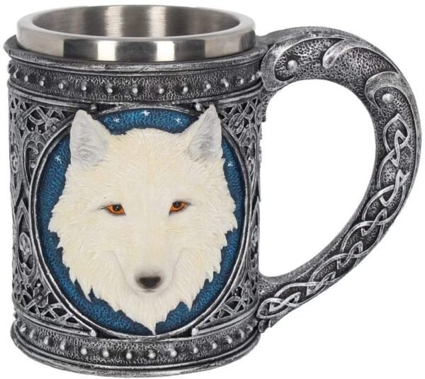 Animal Collection~ U3091H7 Ghost Wolf Tankard Large Mug 16cm Silver