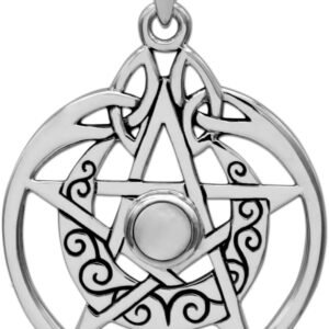 61T6YFKKcVL._AC_SL1200 Sterling Silver Crescent Moon Pendant Pentacle with Natural White Moonstone