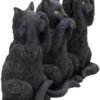Animal Collection~ Three Wise Cats 9.5cm Figurine, Resin, Black