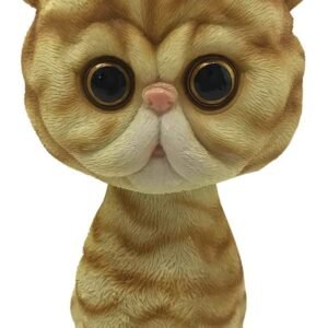 Animal Collection~ Bob Puss Ginger Striped Cat Bobble Head Figurine, Polyresin, Orange, 15cm
