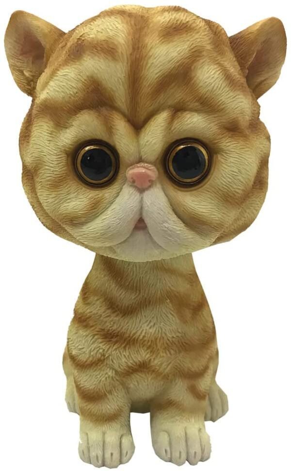 Animal Collection~ Bob Puss Ginger Striped Cat Bobble Head Figurine, Polyresin, Orange, 15cm