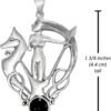 Sterling Silver Celtic Knot Morrigan Goddess Pendant with Simulated Black Onyx