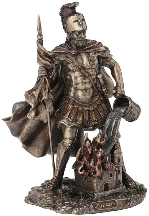 Magic  Collection~9 Inch Saint Florian Patron Saint of Firefighters Antique Bronze Finish Christian Holy Roman Greek Statue