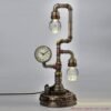 Magic  Collection~14.75 Inch Steampunk Pipework Clock Stand Lamp Light Crystal Skull Bulb LED Lighting Antique Bronze Finish Sculpture