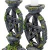 Magicun N.Giftware~Black Wiccan Pentagram Candlesticks (Set of Two) Candle Holder 15cm, us:one Size