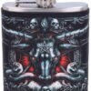 Dark Collection~Black and Red Baphomet Hip Flask, PU and Stainless Steel, 7cm