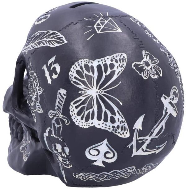 Dark Collection~Black and White Traditional, Tribal Tattoo Fund Skull, Polyresin, One Size