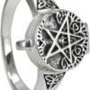 Sterling Silver Tree Pentacle Poison Locket Ring (sizes 5-12)