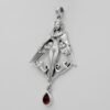 Sterling Silver Norse Goddess Freya Pendant with Natural Garnet