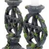 Magicun N.Giftware~Black Wiccan Pentagram Candlesticks (Set of Two) Candle Holder 15cm, us:one Size