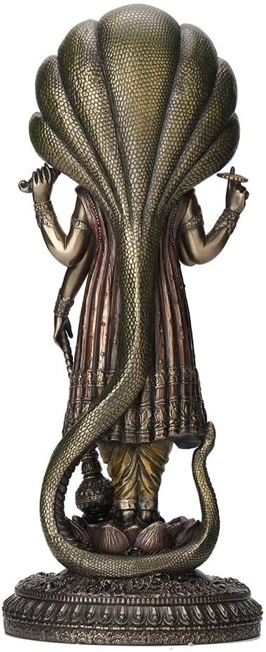 Magic  Collection~12.5 Inch Hindu God Shesha Vishnu Antique Bronze Finish Hand Painted Figurine Statue
