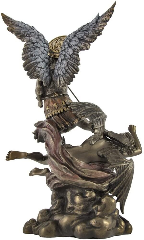Magic  Collection~Bronze St. Michael Slaying Lucifer Statue with Colored Accents