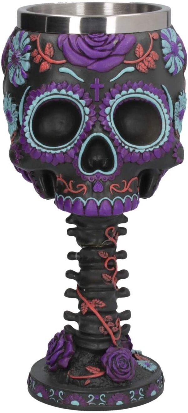 Dark Collection~Twilight Blooms Goblet 18cm Black, Resin w/Stainless Steel Insert