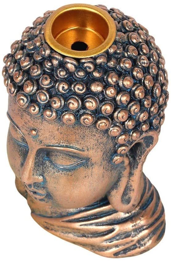 Spirit of Equinox Buddha Head Backflow Incense Burner Bronze