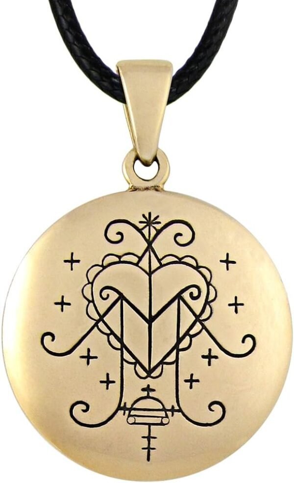 Moonlight Mysteries Bronze Ezili Freda Voodoo Loa Veve Symbol Pendant Necklace