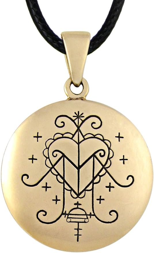 Moonlight Mysteries Bronze Ezili Freda Voodoo Loa Veve Symbol Pendant Necklace