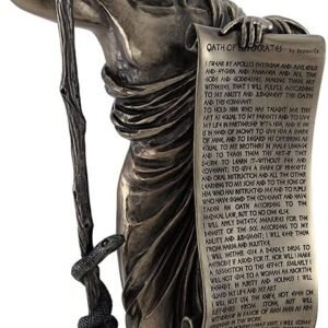 Magicun  Collection~Bronzed Hippocrates (Father of Medicine) Statue Holding Hippocratic Oath