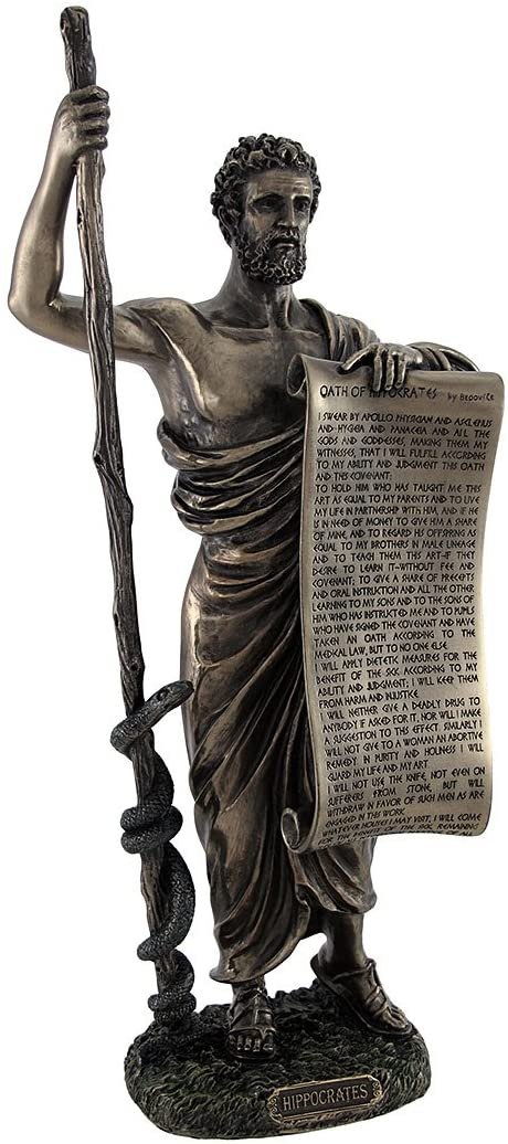Magicun  Collection~Bronzed Hippocrates (Father of Medicine) Statue Holding Hippocratic Oath
