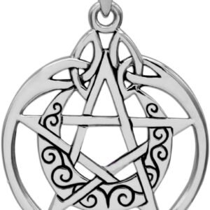 Sterling Silver Crescent Moon Pentacle Pentagram Pendant