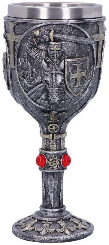 Magicun N.Giftware~First Knight Horse Rider Goblet Glass, Silver, 18cm