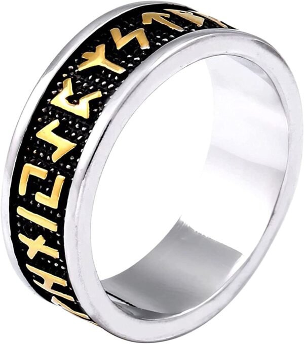 Viking Rune Ring with Elder Futhark Runes Norse Ring Scandinavian Jewelry