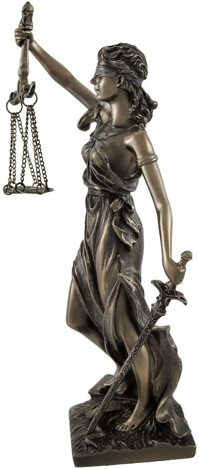 Magic  Collection~Bronzed La Justicia with Scales and Sword Statue 8 in.
