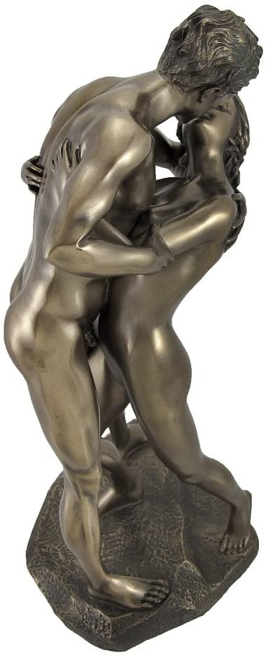 Magicun  Collection~Bronzed Nude Lovers in a Passionate Embrace Sharing a Kiss Statue