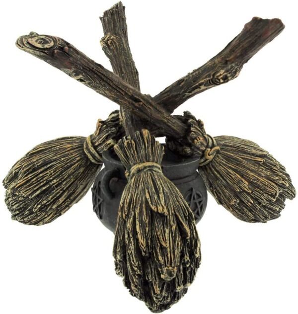 Magicun N.Giftware~Broomstick Crystal Ball Crystal Ball Holder 16cm Brown