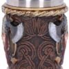 Mythology Collection~ Drakkar Viking Dragon Boat Shot Glass, Resin w/stainless steel insert, Brown, 7cm
