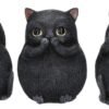 Animal Collection~ Three Wise Fat Cats 8.5cm Figurine, Resin, Black
