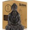 Magic  Collection~LIMEIDE Meditating Zen Buddha Statue Figurine Sitting Sculpture Decoration, Art Decoration with Natural Wood Beaded Necklace, Polyresin, Antique Bronze Look(17 Inch)