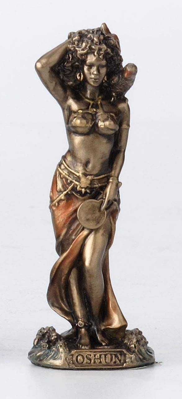 Magic  Collection~3 1/2 Inch Oshun Santeria Orisha Goddess of Love, Beauty and Marriage Cast Resin Hand Painted Antique Bronze Finish Statue Home Decor