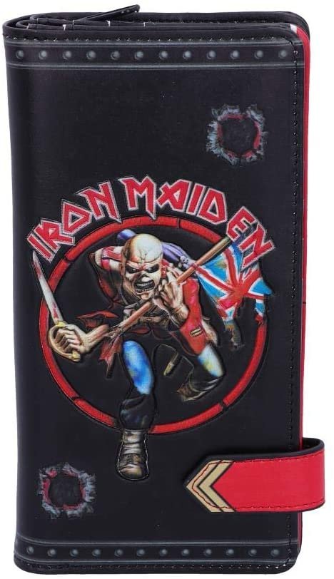 Band Merchandise~ Officially Licensed Iron Maiden Eddie Trooper Embossed Purse, PU, Black, 18.5cm