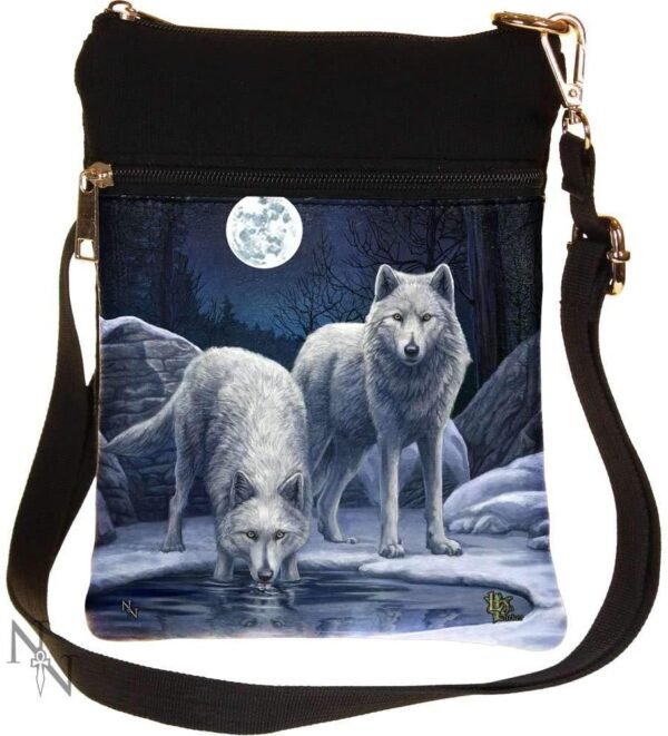 Artist Collections~ B2979H7 Warriors Of Winter Lisa Parker Shoulder Bag 23cm Black, PU and Canvas, One Size
