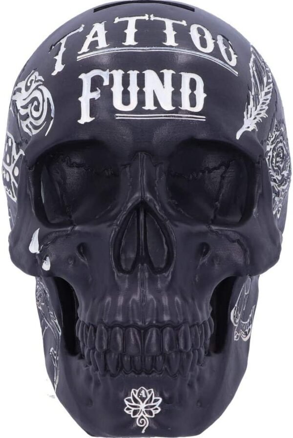 Dark Collection~Black and White Traditional, Tribal Tattoo Fund Skull, Polyresin, One Size