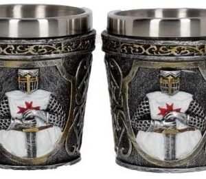 Magicun N.Giftware~Templars (Set of Four) Shot Glasses 8cm Silver