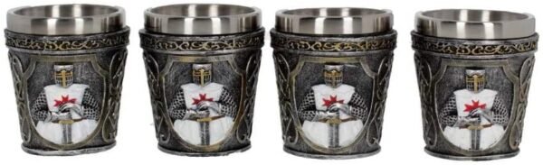 Magicun N.Giftware~Templars (Set of Four) Shot Glasses 8cm Silver