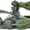 Fantasy Collection~ Sweetest Moment Green Dragon and Dragonling Kissing Figurine, Polyresin, 20.2cm