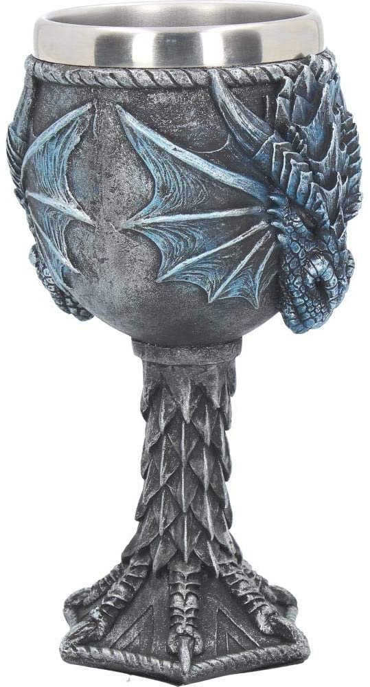 Artist Collections~ Dragon Lore Chalice Anne Stokes Goblet 17.2cm Blue, Resin w/stainless steel insert, One Size