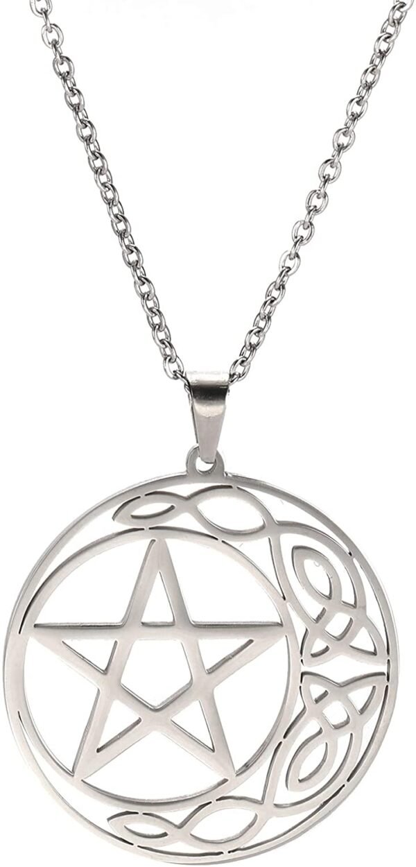 Witchcraft~cooltime Stainless Steel Pentacle Pendant Necklace Pentagram Celtic Knot Star Circle Crescent Charm Jewelry