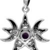 Sterling Silver Moon Phase Pentagram Pendant with Natural Amethyst