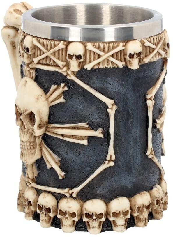 Dark Collection~Large Tankard of Skulls Mug 18cm Ivory
