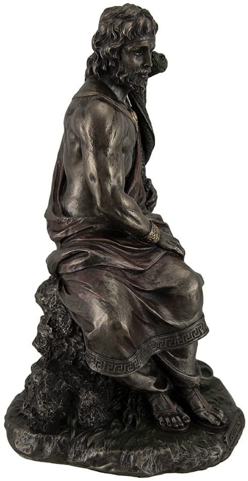 Magic  Collection~Asclepius Greek God of Medicine Holding Serpent Entwined Staff Bronzed Statue