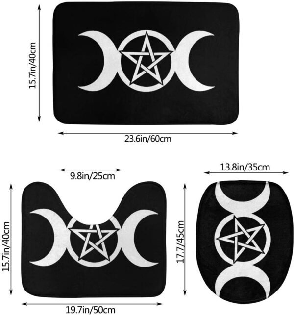 Triple Moon Goddess Decal Pentacle Wicca Pagan Witch Bathroom Rug Mat